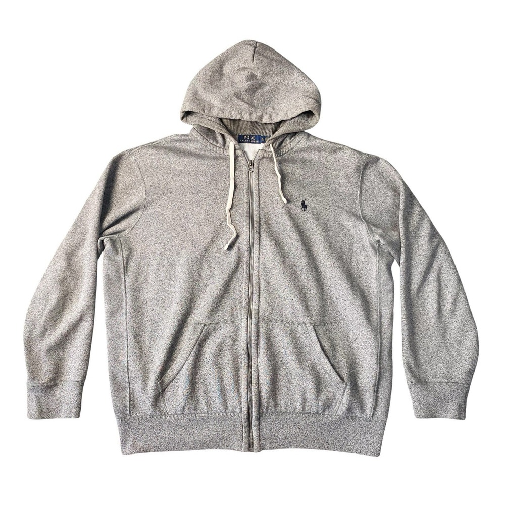 Polo Ralph Lauren Hoodie Mens Size XL Gray Zip Up Thermal Lined Hood Sweatshirt